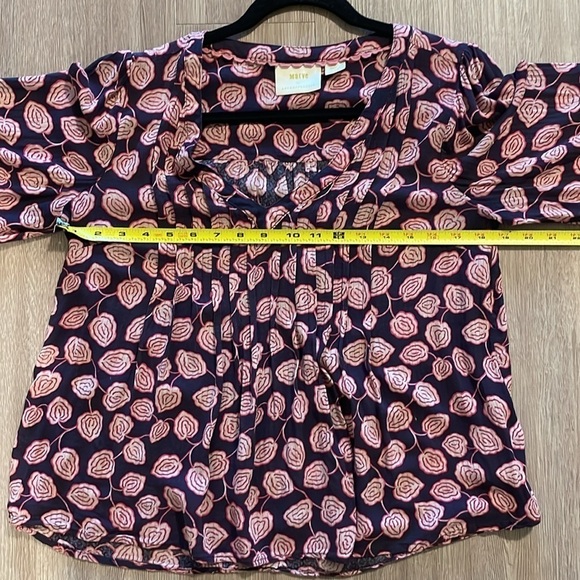 Anthropologie Maeve Women Tunic Top Small Cathy Purple Floral Cottagecore Boho - Picture 14 of 17